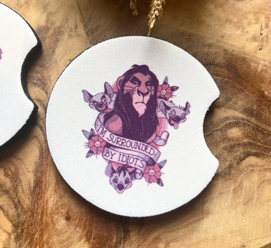 car coaster “i’m surrounded by idiots” set of 2.