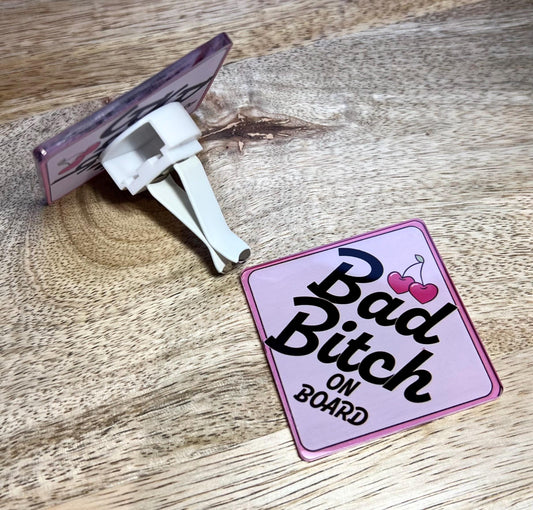 Car air freshener bad bitch on board. with clip and scent.