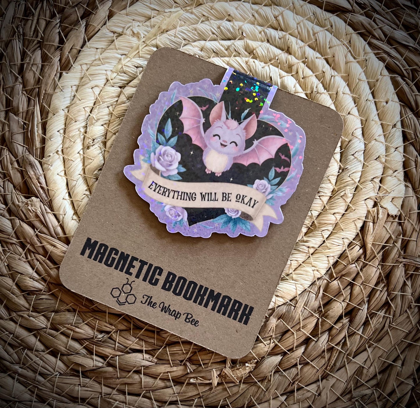 Magnetic bookmark cute bat.