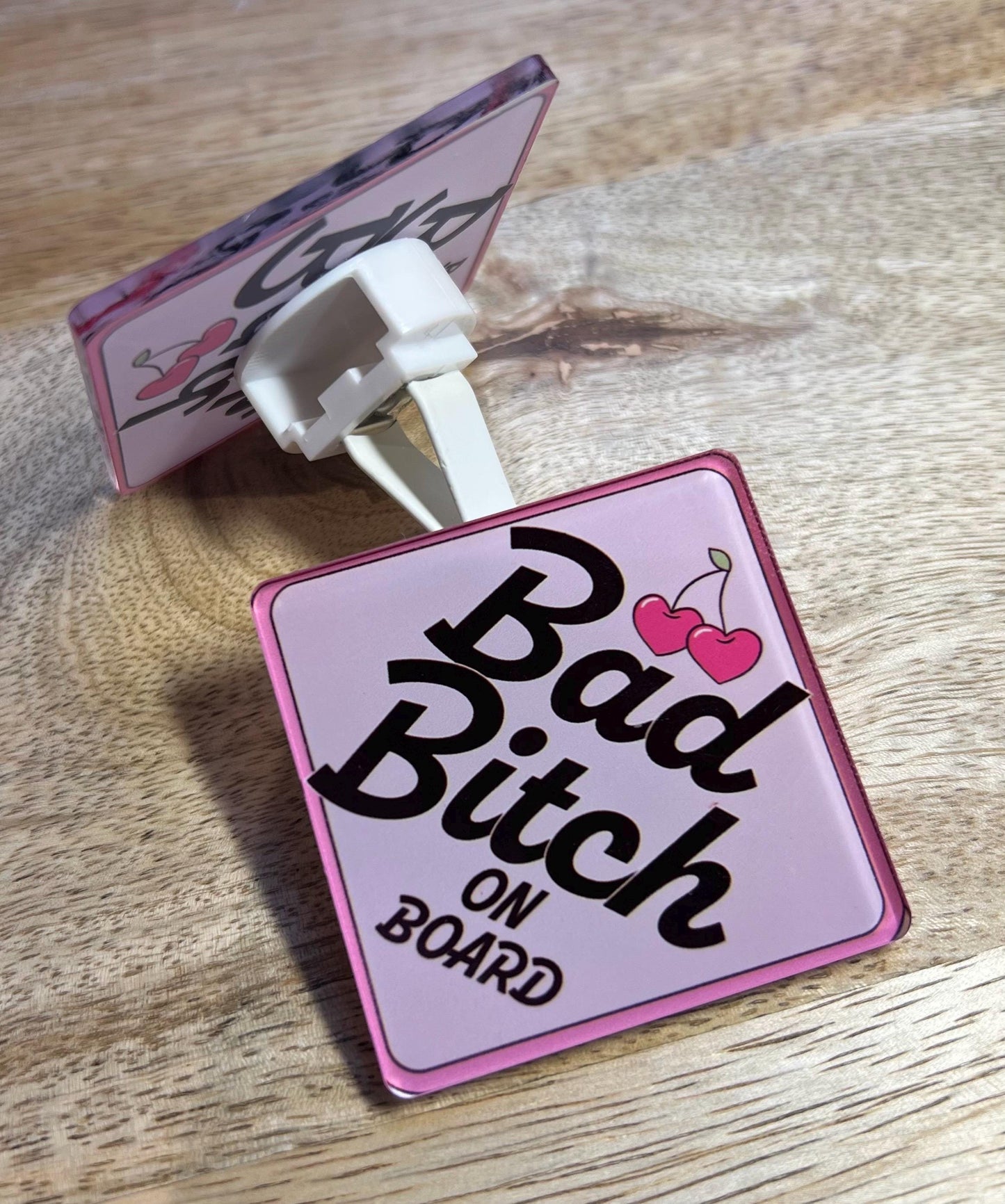 Car air freshener bad bitch on board. with clip and scent.
