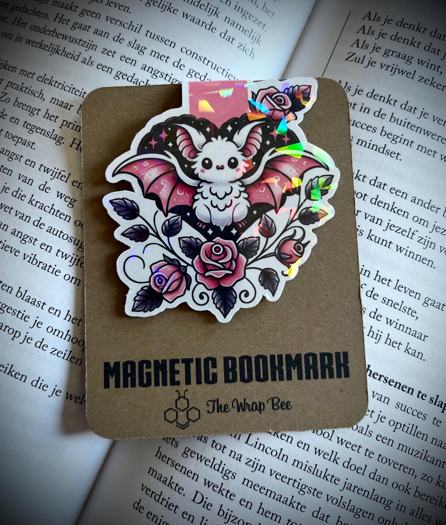 Magnetic bookmark cute bat flowers