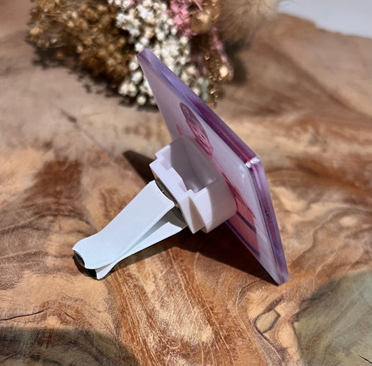 Car air freshener with your own photo with clip and scent.