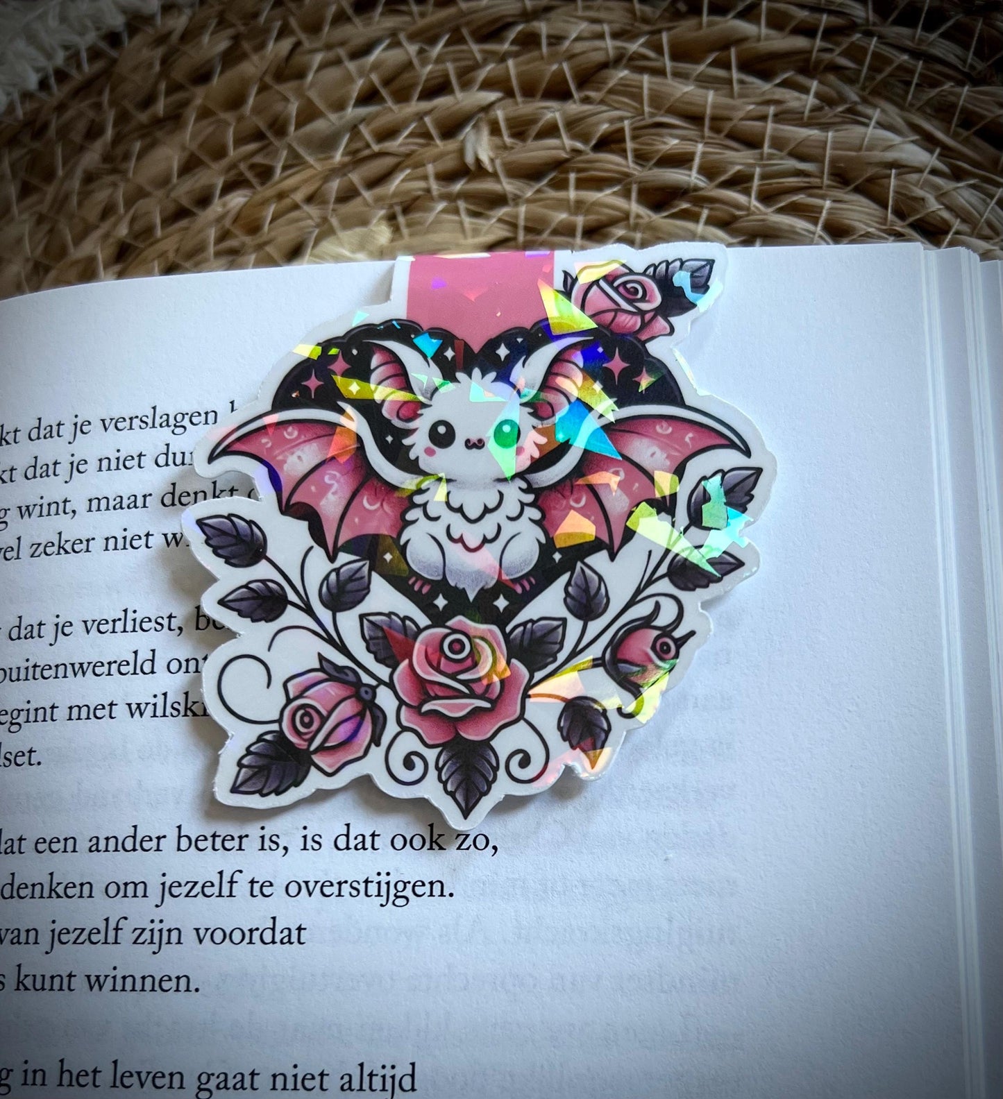 Magnetic bookmark cute bat flowers