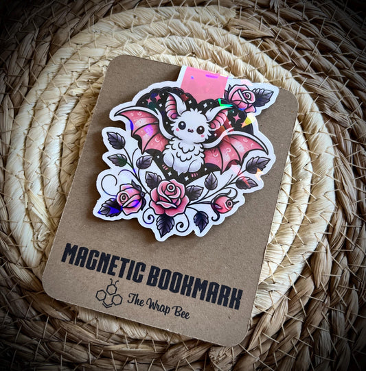 Magnetic bookmark cute bat flowers