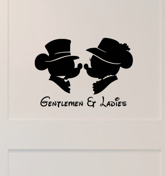 English mouse gentlemen & ladies toilet sticker / decal.
