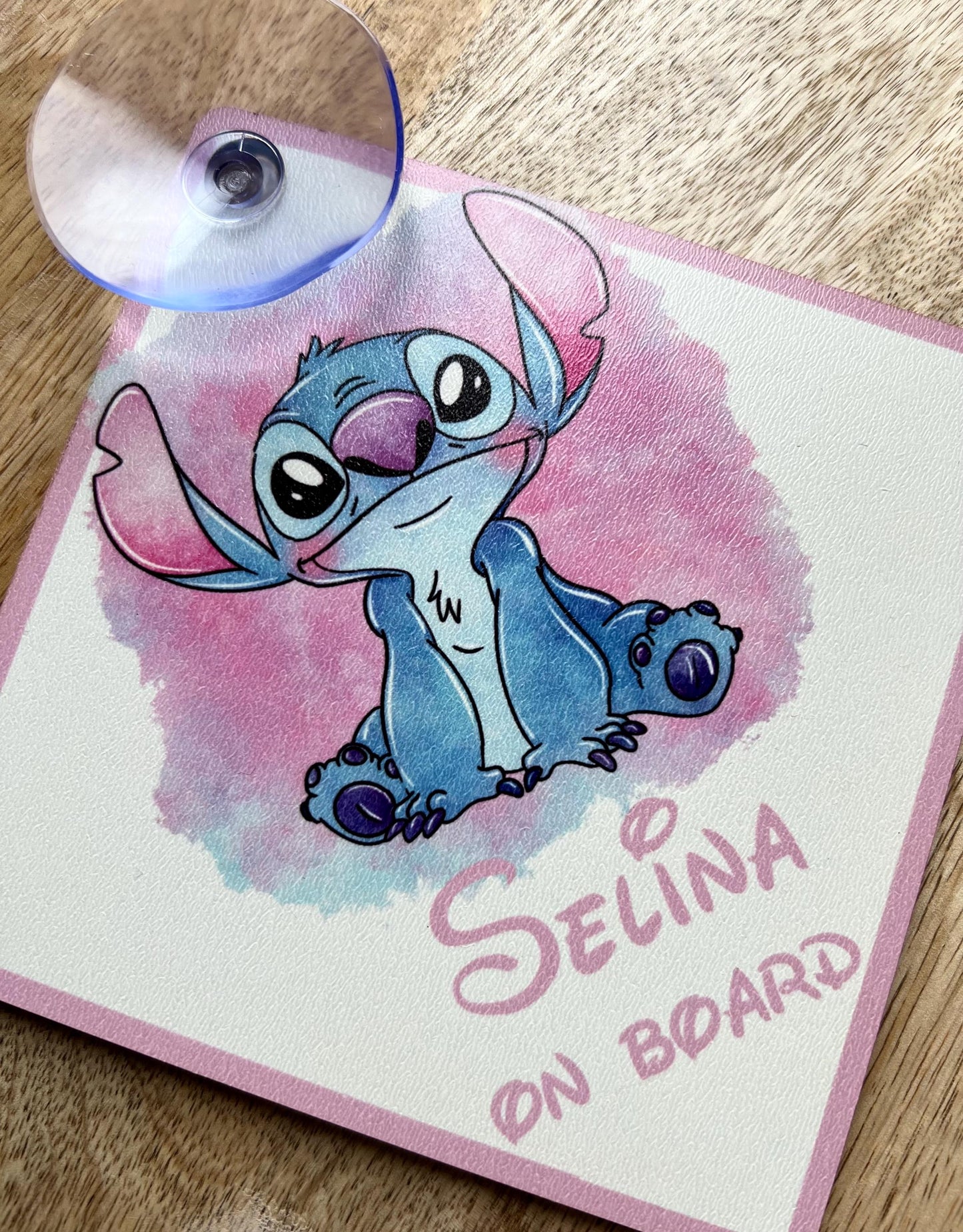 Personalized car sign with suction cup. Custom name and text. Pink or blue.