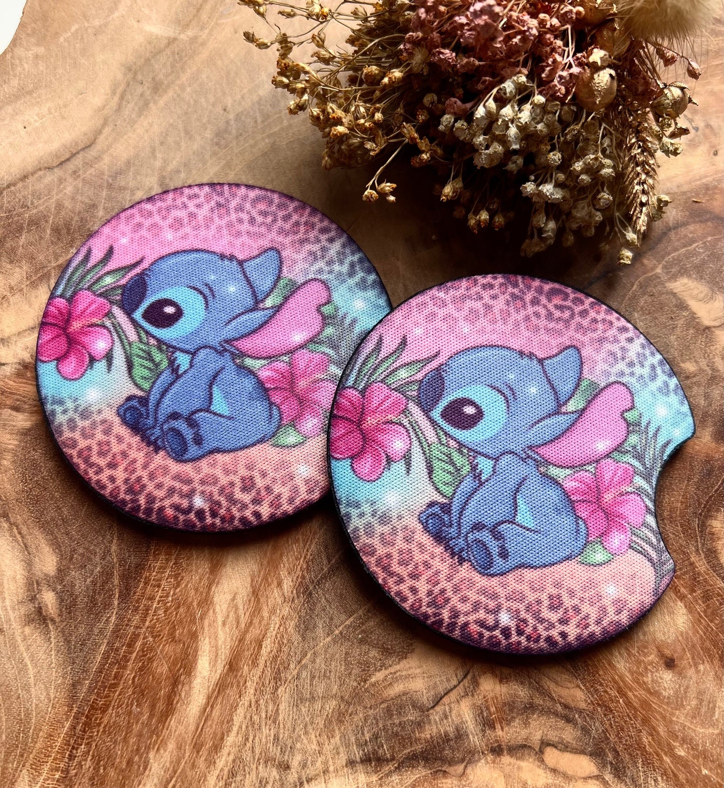 car coaster flower stit. set of 2