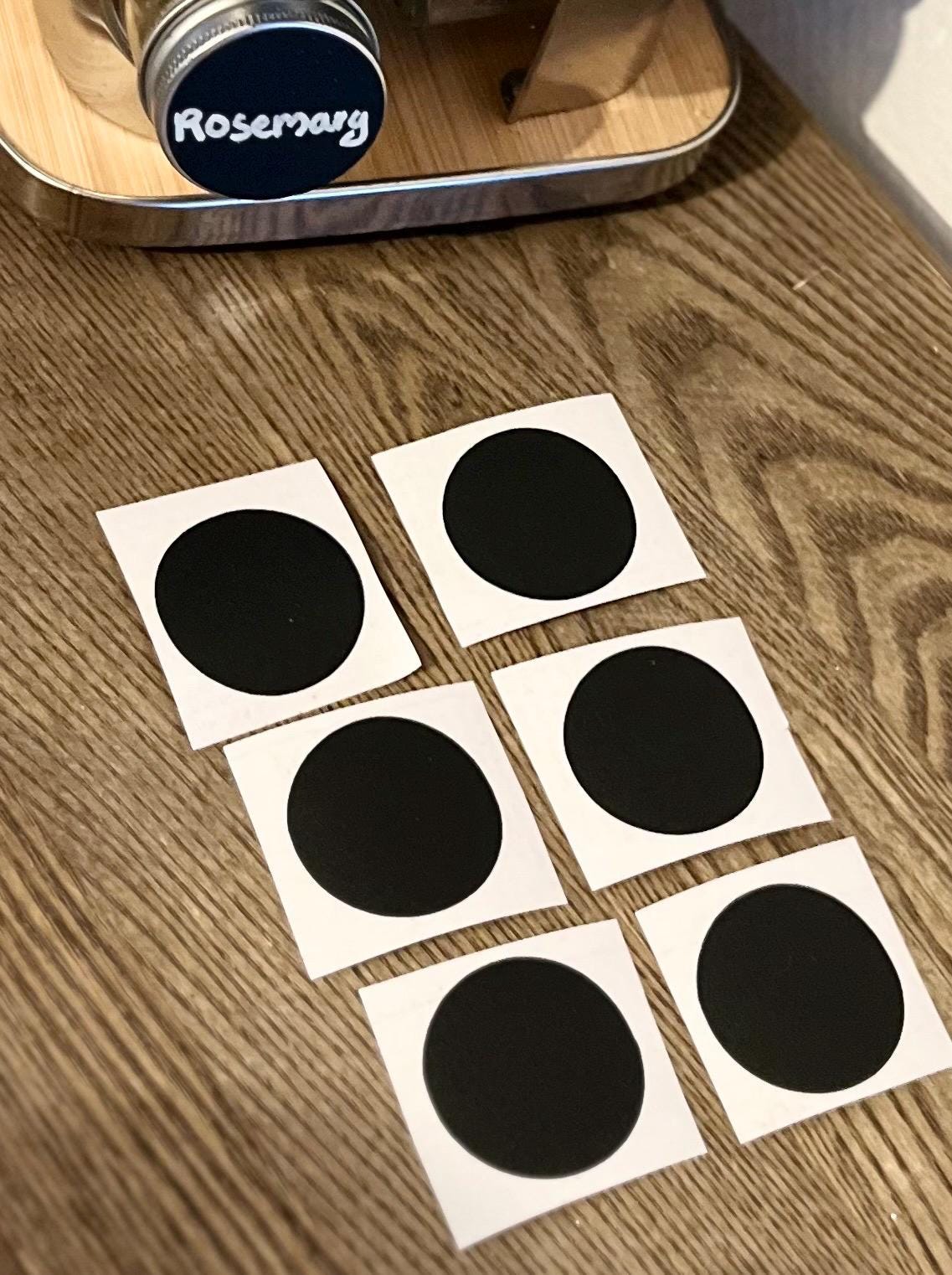 Chalkboard labels stickers 6 pieces. Kitchen/hobby decor action. Writable labels.