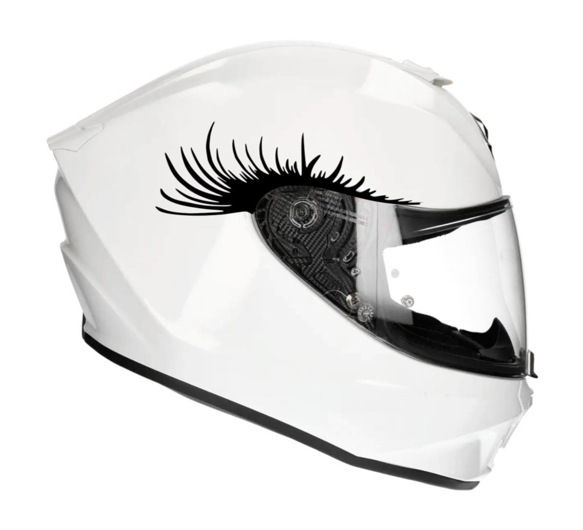 Helmet lashes left and right. Girly biker. Sticker / decal