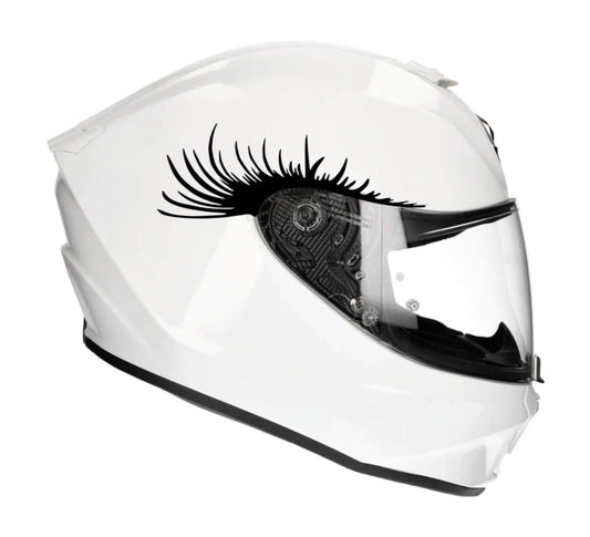 Helmet lashes left and right. Girly biker. Sticker / decal
