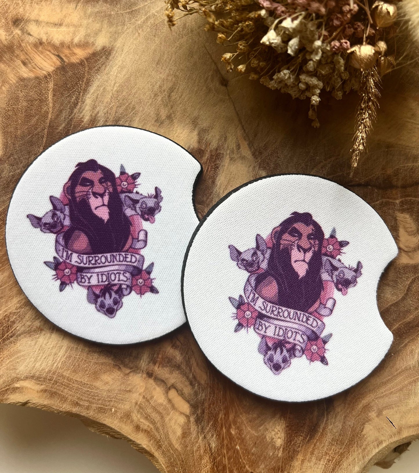 car coaster “i’m surrounded by idiots” set of 2.