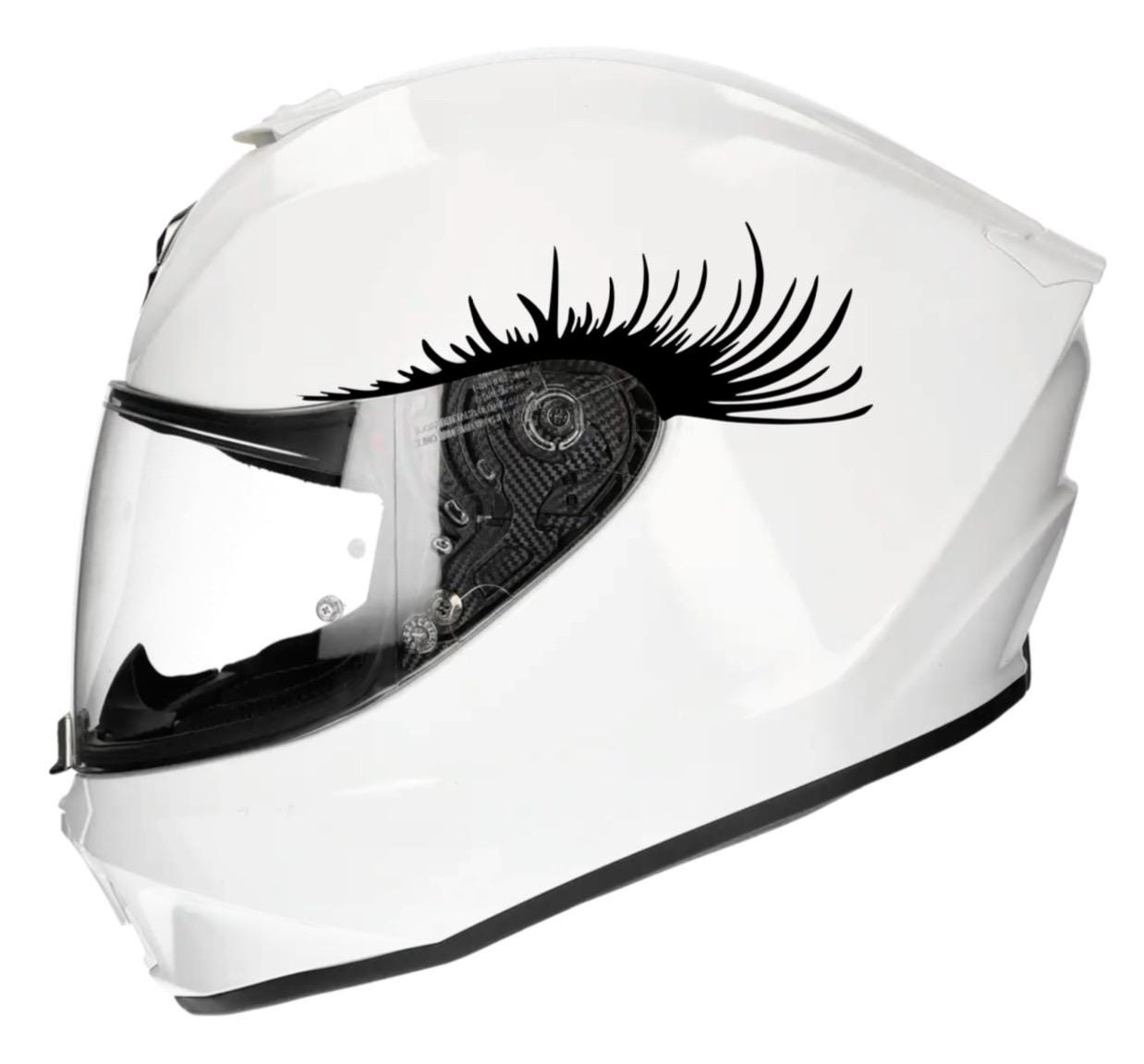 Helmet lashes left and right. Girly biker. Sticker / decal