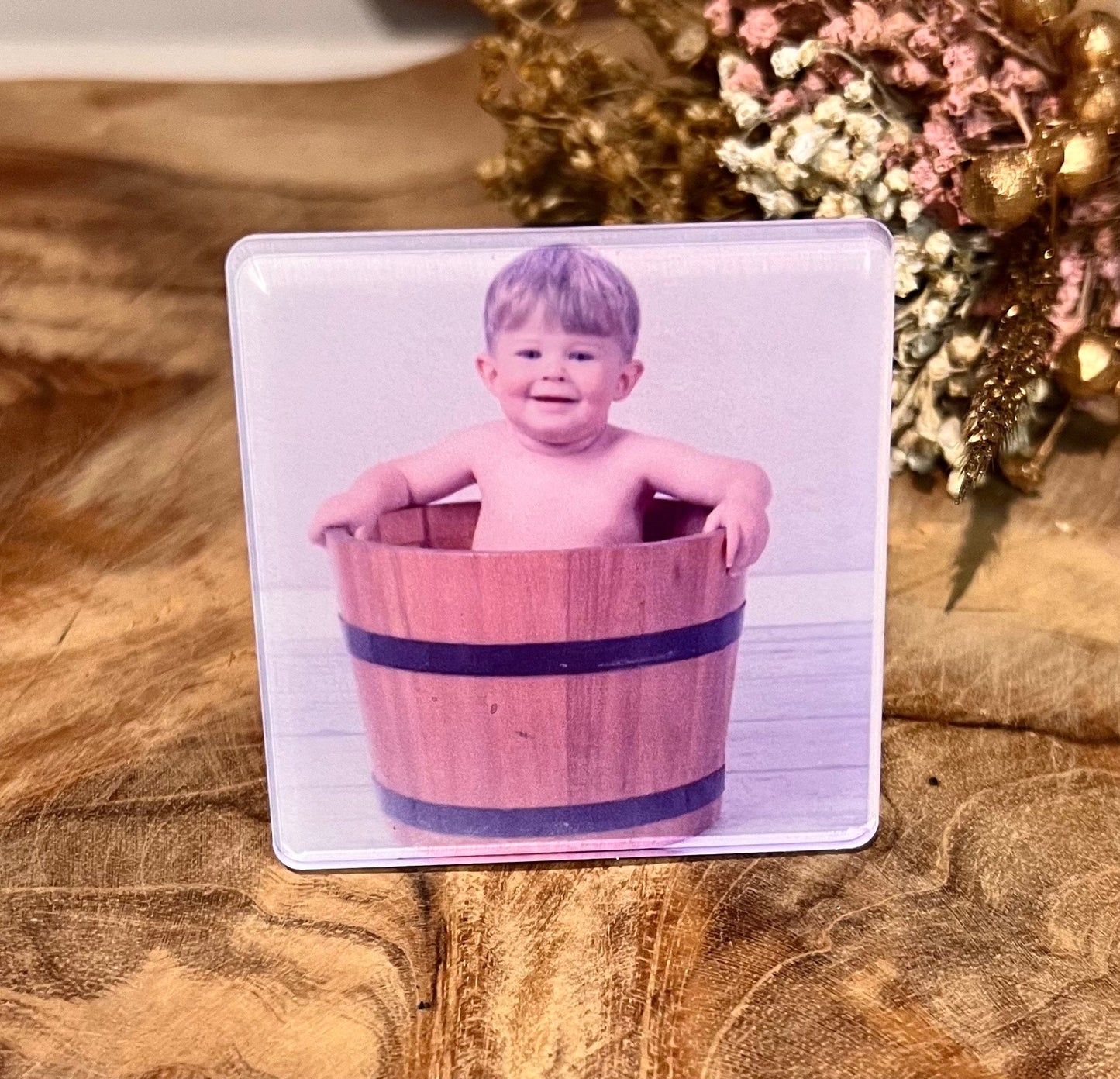 Car air freshener with your own photo with clip and scent.