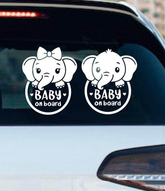 Elephant baby on board sticker / decal.