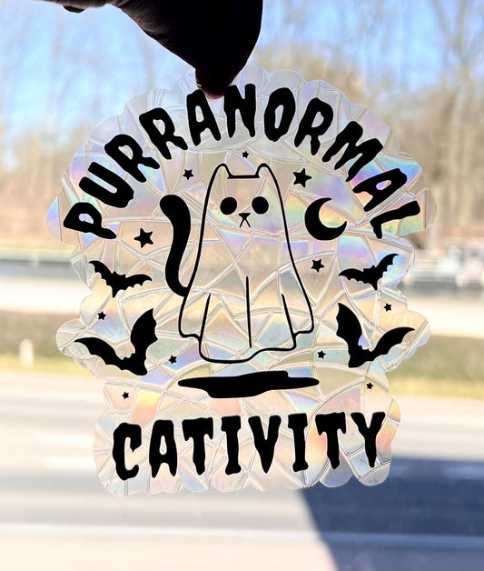 Purranormal cativity suncatcher statisch sticker. Regenboog sticker.